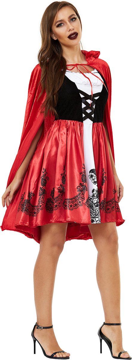 Vermanto Kostuum - Roodkapje - Halloween - Cape - Kleding - Dames - L
