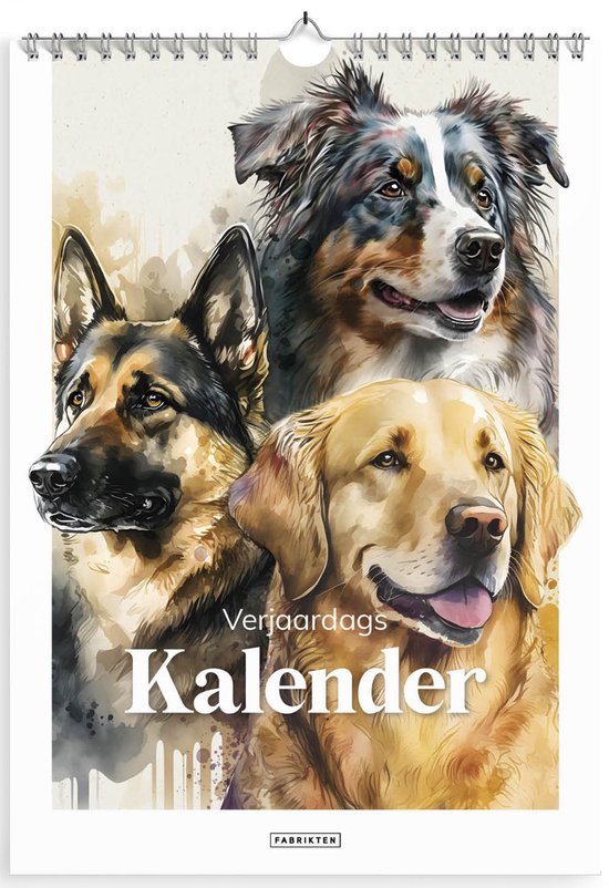 Fabrikten Verjaardagskalender - Honden - kleurrijk - A4