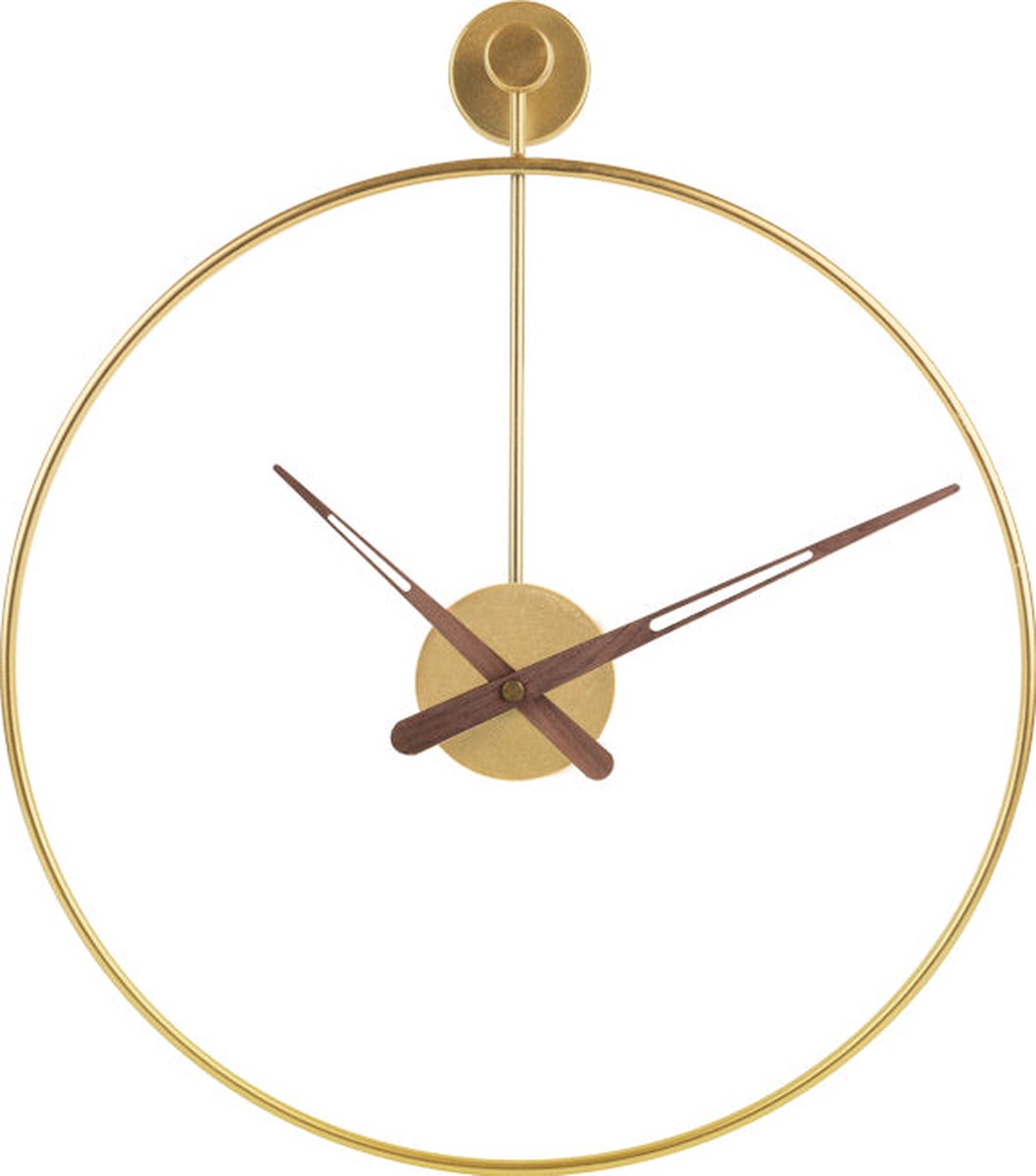 SensaHome Wandklok Rio - Luxe Klok Industrieel Design - Grote Wandklok van Metaal - Ø50cm - Goud