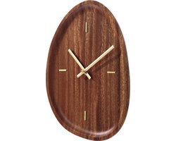 SensaHome Wandklok Prague - Japandi Stijl Design Klok - Assymetrische Organische vorm van Hout - Ø21cm - Bruin