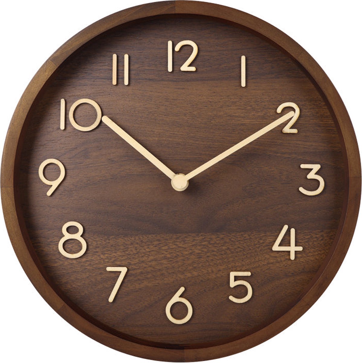 SensaHome Wandklok Helsinki - Moderne Ronde Klok met Cijfers - Houten Nordic Stijl - Ø30cm - Bruin