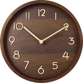 SensaHome Horloge Murale Helsinki - Klok Ronde Moderne avec Chiffres - Style Nordique en Bois - Ø30cm - Marron