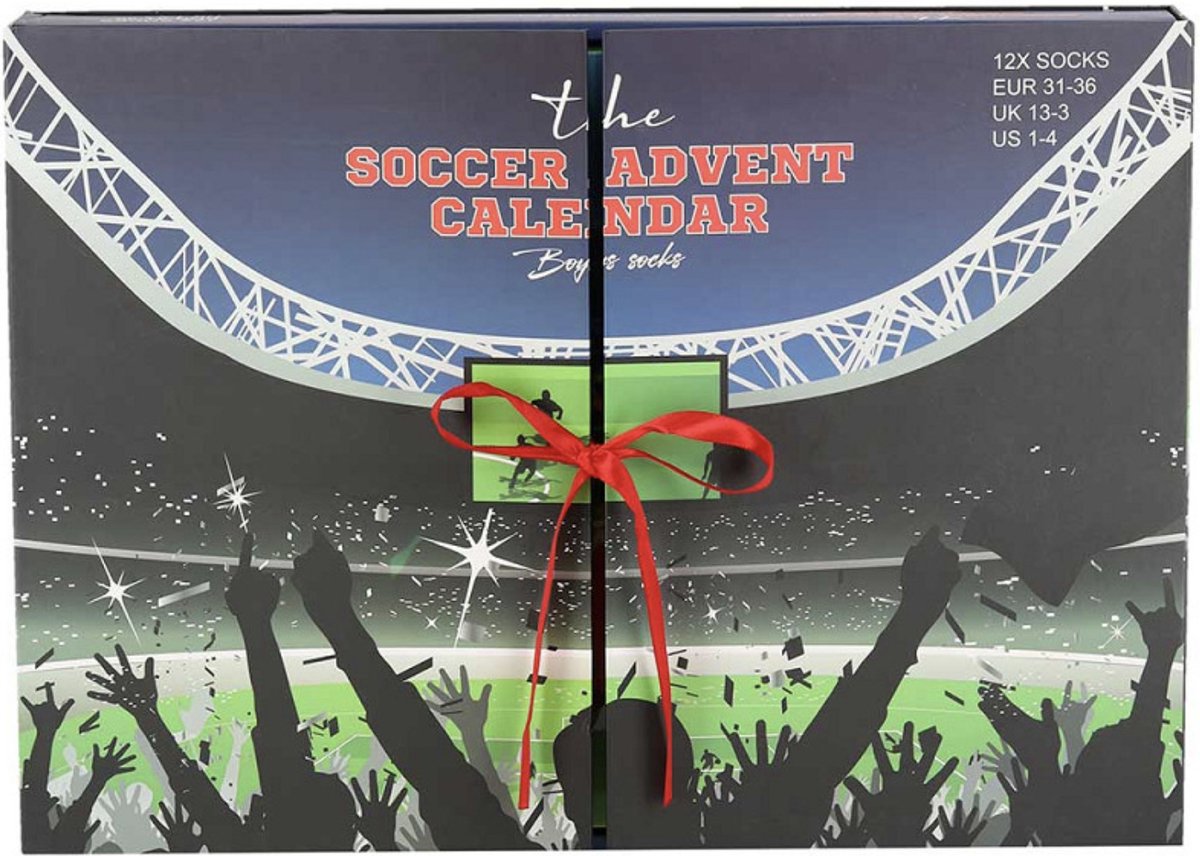 Apollo - Jongens Sokken Adventskalender Voetbal - 12 paar - MT31/36