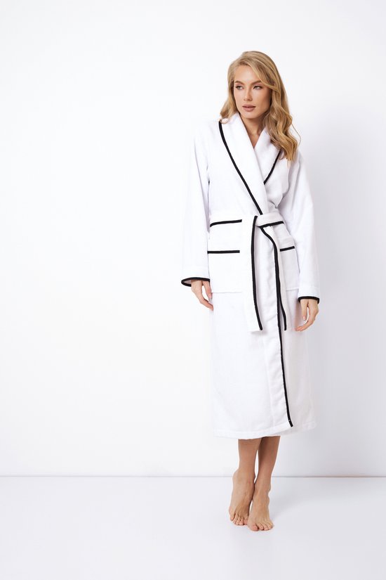Dames badjas Daniela-sauna badjas-ochtendjas-sjaalkraag-wit-maat XL