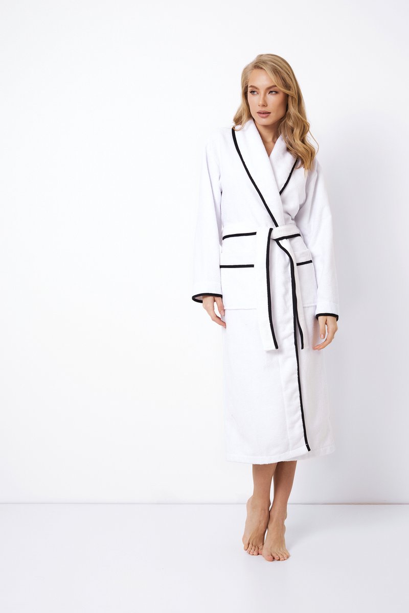 Dames badjas Daniela-sauna badjas-ochtendjas-sjaalkraag-wit-maat XL