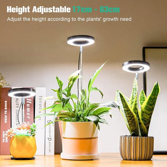 3-Kopf Pflanzenlampe LED Vollspektrum,48 LEDs Pflanzenlicht,Höhenverstellbare pflanzenlicht mit Auto-Timer, 3000-6000K, mit USB Adapter,für Indoor-Gartenpflanzen