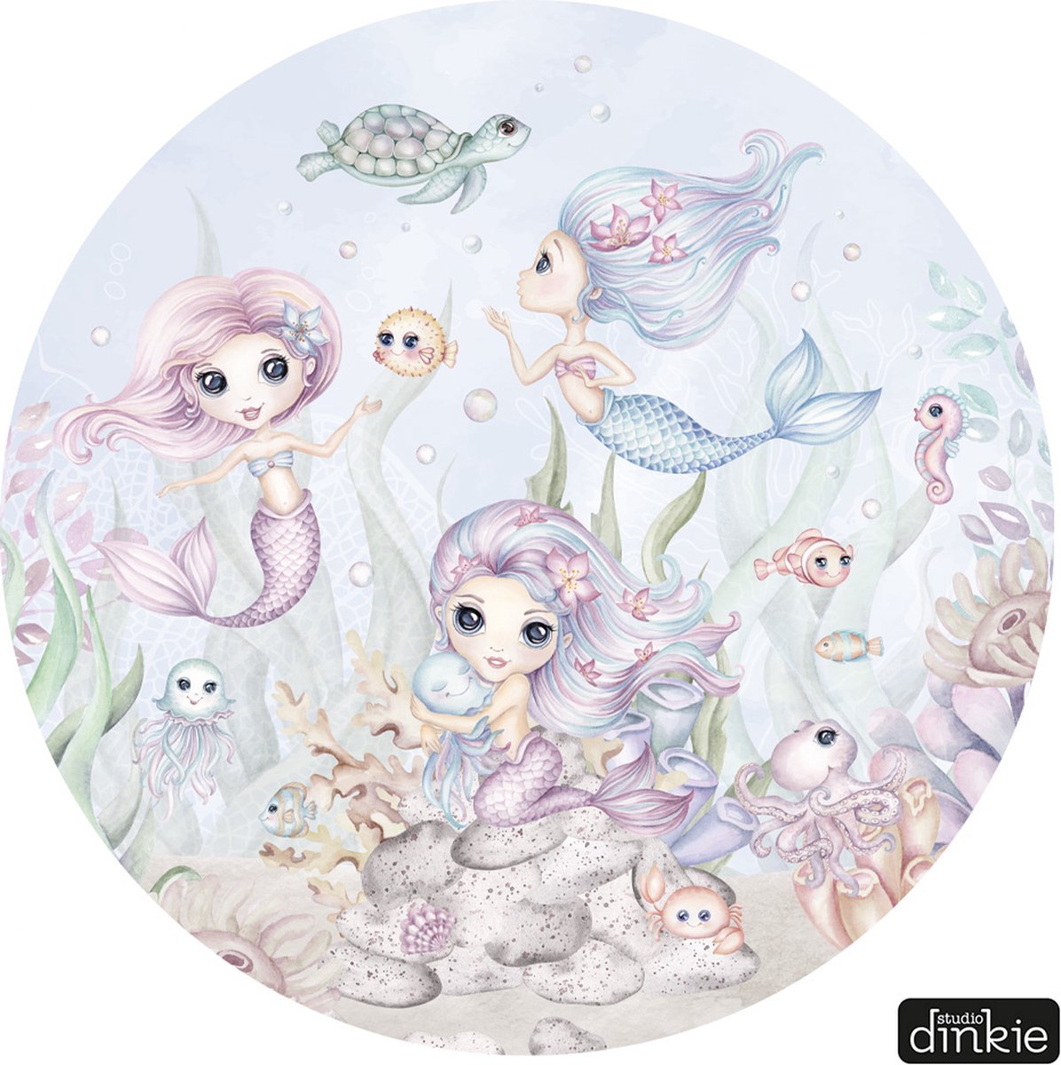 Studio Dinkie | Muurcirkel Zeemeermin Wereld | Babykamer | Kinderkamer | Decoratie