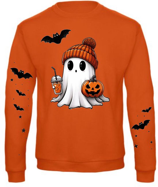 Pull Femme Halloween Surdimensionné - Imprimé Citrouille, Chauve-souris, Sorcière - Manches Longues, Col Dégagé, Matière Douce Pour Automne-hiver