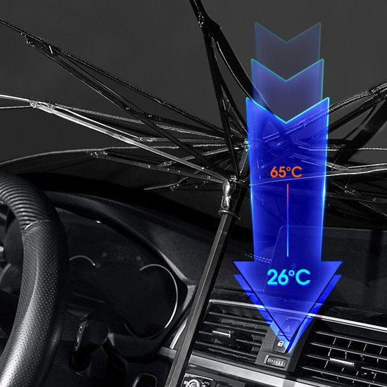 Zonnescherm Auto - Zonwering - UV Protectie - Zonnescherm Paraplu voor auto voorruit - 140 x 80 cm - Inklapbaar - Met opberghoes - voor De Meeste Voertuigmodellen - Hitte en UV bescherming van Merkloos — afbeelding 5