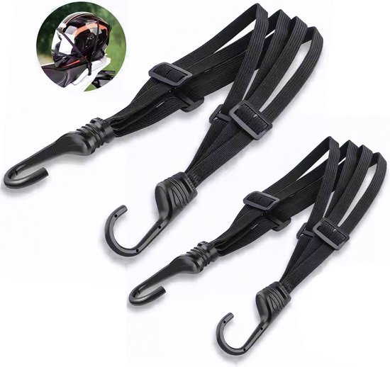 Sangle Élastique Renforcée Acier Pour Casque & Bagages - Moto, Vélo (90 Cm - 140 Cm Extensible)