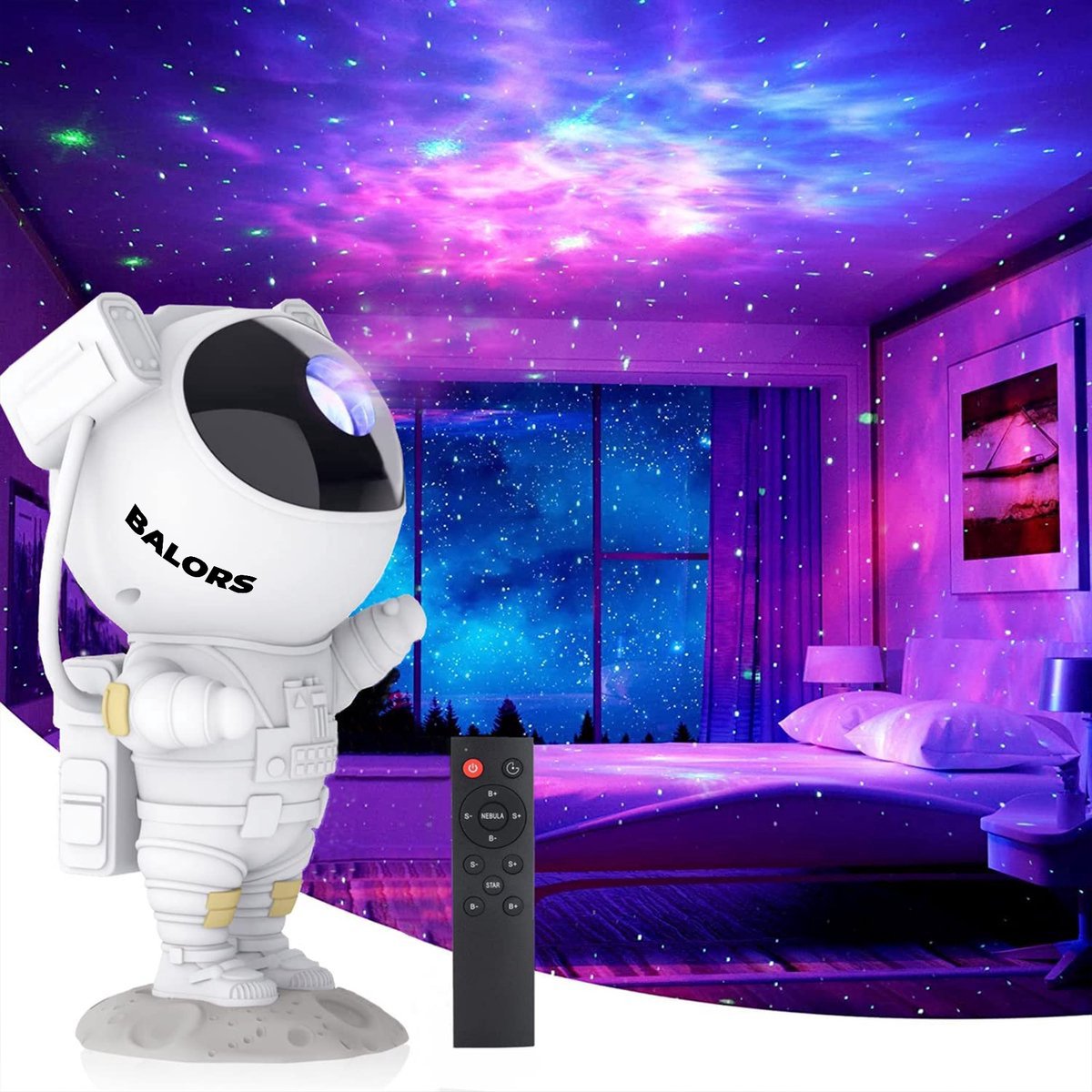 BALORS® Led Sterren Projector Astronaut - Sterren projector - Star Galaxy Projector - Sterrenhemel - Nachtlampje met afstandsbediening - USB - Wit - 15+ RGB kleuren - Sterrenprojector - Sterren projector Kind en Baby - Sterrenprojector kinderkamer – foto 5