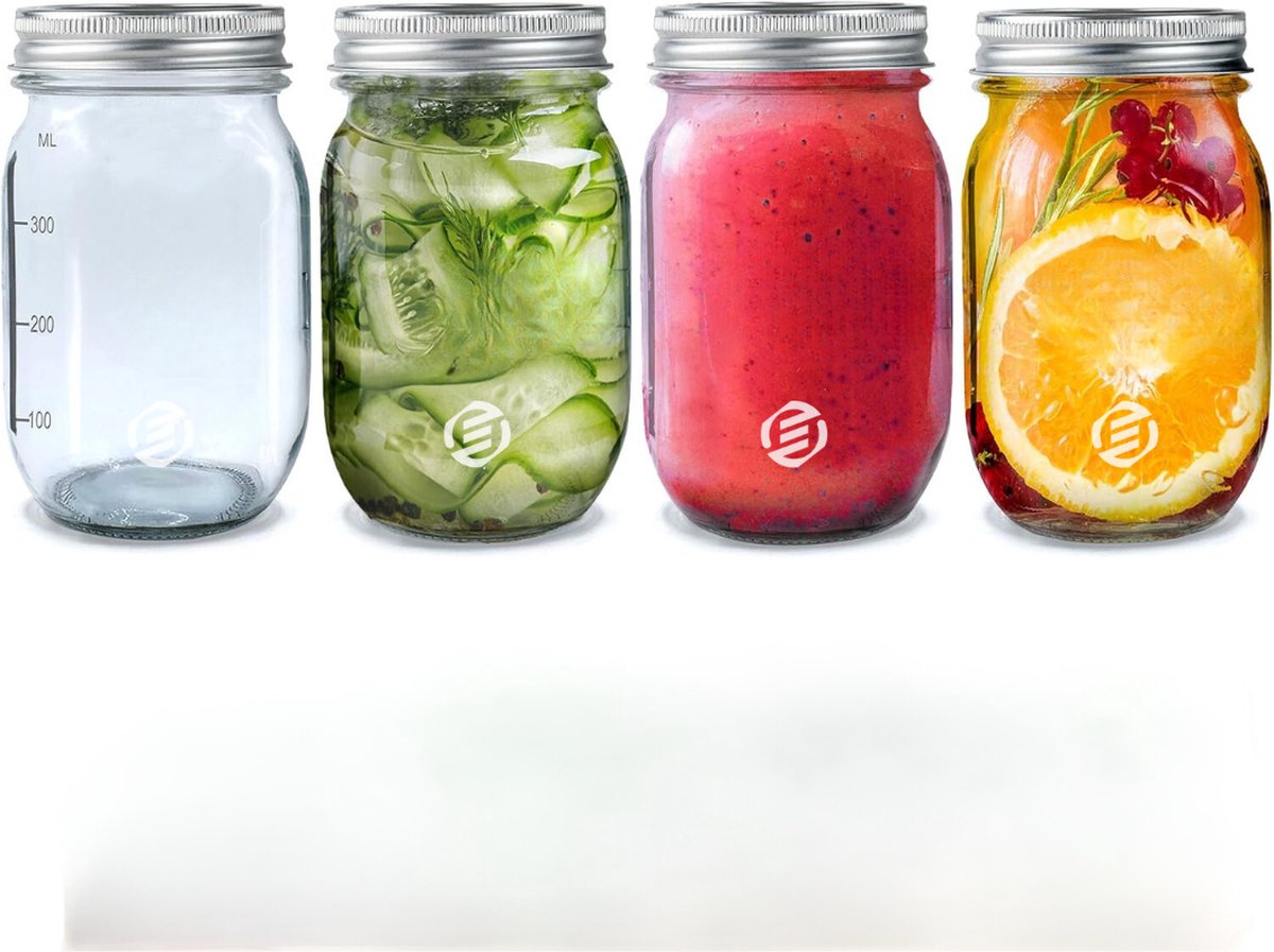 Equivera Overnight Oats Potjes - Muesli Beker - Mason Jar - Havermout - Set - Must have voor jouw ontbijt