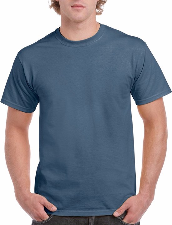 T-shirts denim blauw voor heren - zware 200gr kwaliteit - Basic shirts - Katoen - Korte mouwen - Comfort pasvorm L