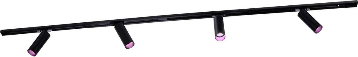 Ledvion - Smart LED Railverlichting 2M + 4 Railspots (4.9W - RGB - Zwart - Dimbaar) - 1-Fase
