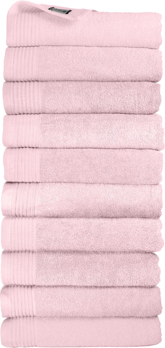 The One Towelling Classic Handdoeken - 50 x 100 cm - 10 Stuks - Voordeelverpakking - Hotelkwaliteit - 100% Gekamd katoen - Lichtroze