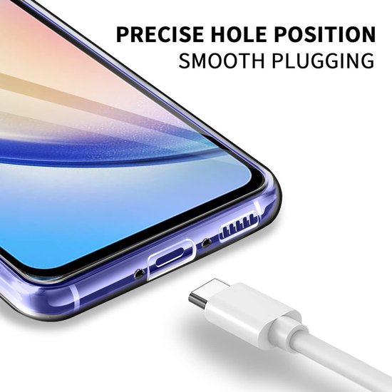 Coque arrière en silicone transparente avec 1 Glas de protection d'écran et 1 protection lens d'appareil photo Convient pour : Samsung Galaxy A34