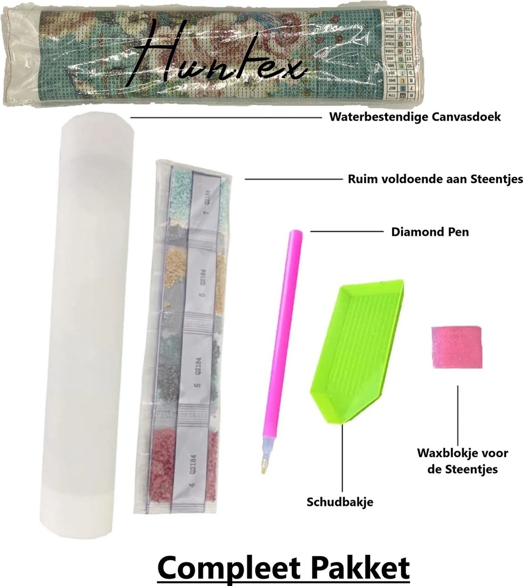 Huntex Diamond Painting Volwassenen - Diamond Painting Kinderen - Diamond Painting Pakket Volledig - Vrolijke Koe met Bloemen - 30x40 cm — afbeelding 5