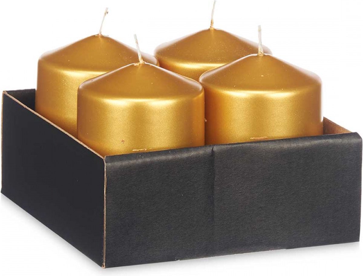 Acorde - Goudkleurige - stompkaarsen - 4 stuks - 7 x 10cm - 40 branduren