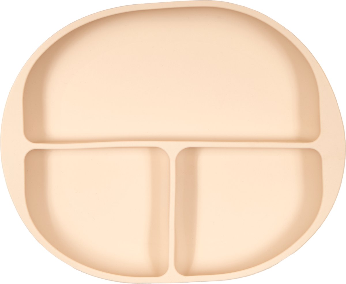 Goedkoopste Jikkies® - Siliconen Kinderbord - Baby Bord - Bord - Zuignap - Met Vakken - Beige- Veilig - Duurzaam - Kindvriendelijk - 100 Siliconen - Vaatwasserbestendig - Magnetronbestendig - Veilig Getest