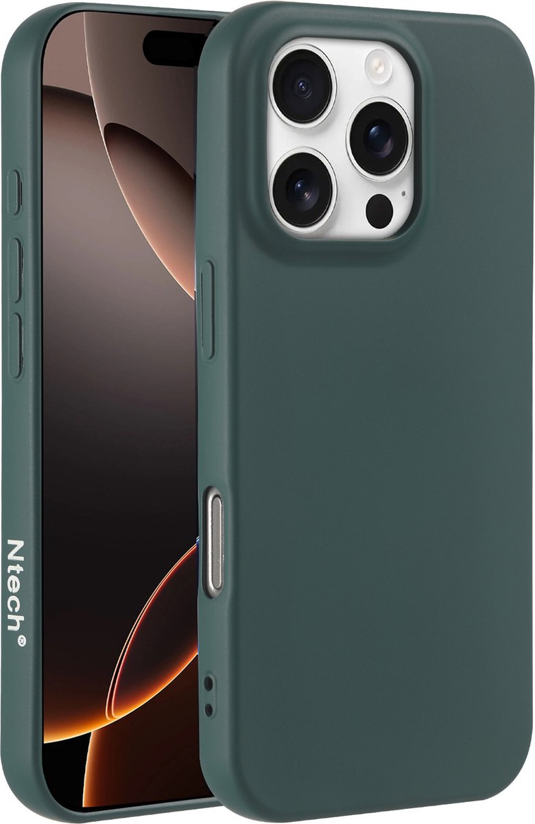 Hoesje Geschikt voor iPhone 16 Pro Max – Zacht siliconen liquid backcover – Pine Groen