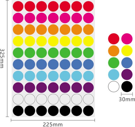 Elalove 3300 stuks ronde stickers, kleurrijk, 20 kleuren, zelfklevende plakpunten, gekleurd, 10 mm, puntstickers voor belettering, organisatie, kantoor, school