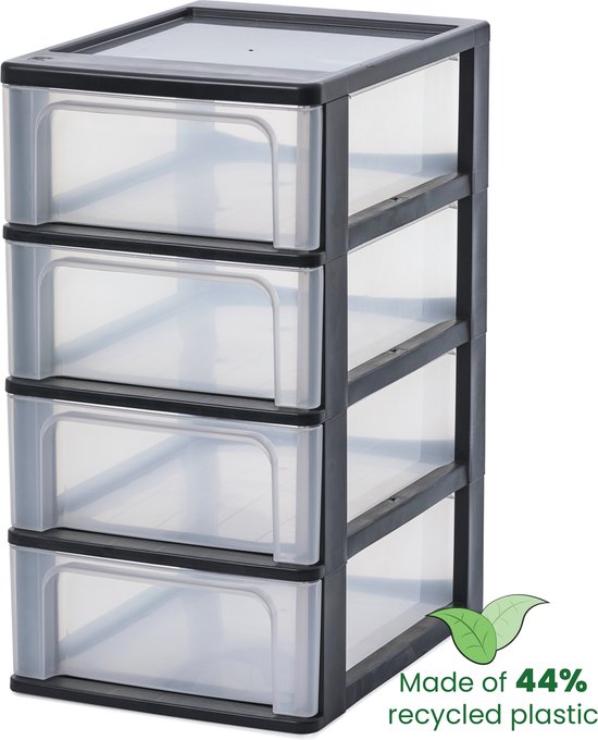 Foto: Iris organizer chest ladesysteem 4 lades 4 x7l kunststof zwart transparant