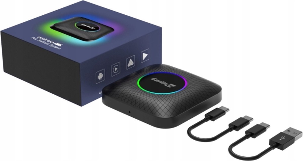 CarlinKit Android 13 CarPlay AI Box S2 – Draadloze Adapter Met 4GB RAM + 64GB ROM, Voor Netflix, YouTube En Play Store