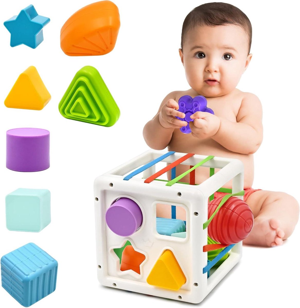 Vormenstoof Sorteerblokjes Babyspeelgoed Montessori Speelgoed Fijne Motoriek Autisme Speelgoed 1 2 Jaar Jongens Meisjes Vroeg Leren Zintuiglijk Speelgoed Cadeaus 1 2 3 Jaren Oude