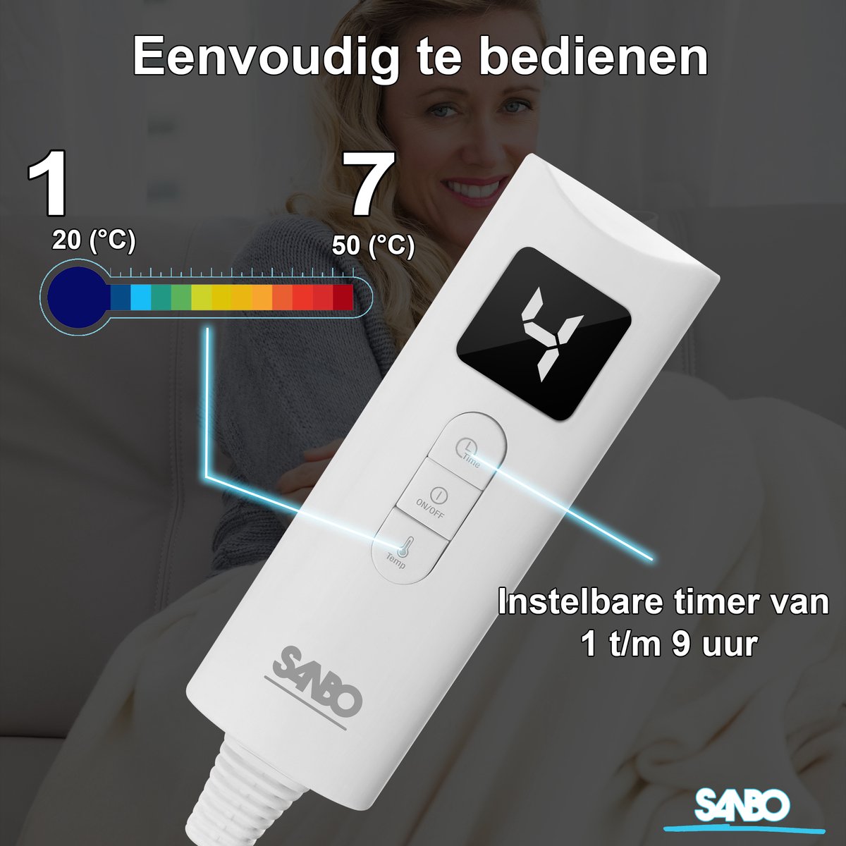 Afbeelding 2 van Sanbo Elektrische Deken - 2 Persoons - 150 x 160 cm -