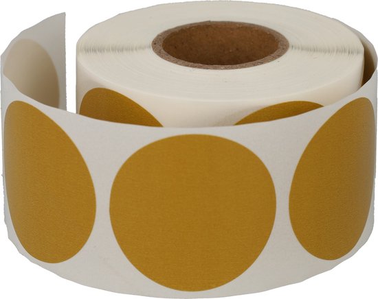 500 Étiquettes autocollantes rondes Goud 35 mm en rouleau - Étiquettes Autocollants Blanco colorées - Sceau d'étanchéité - Déménagement - Dappaz