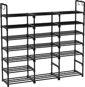 O'DADDY® Schoenenrek 7 Laags 3 Dubbel - Schoenenkast - Schoenen Opbergsysteem - Opbergrek - Schoenkast - Schoenrek - 24 Paar Schoenen - Zwart metaal