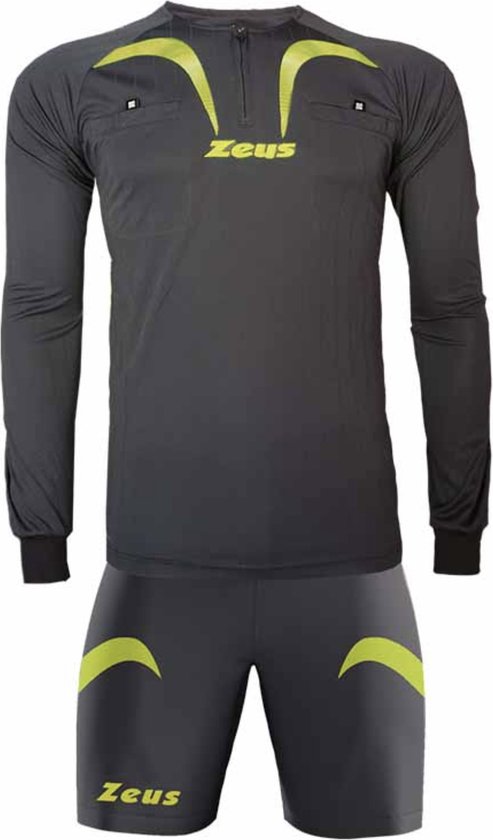 Scheidsrechters tenue compleet met sokken, Zeus, KIT ARBITRO, Grijs/Fluo Geel, maat S