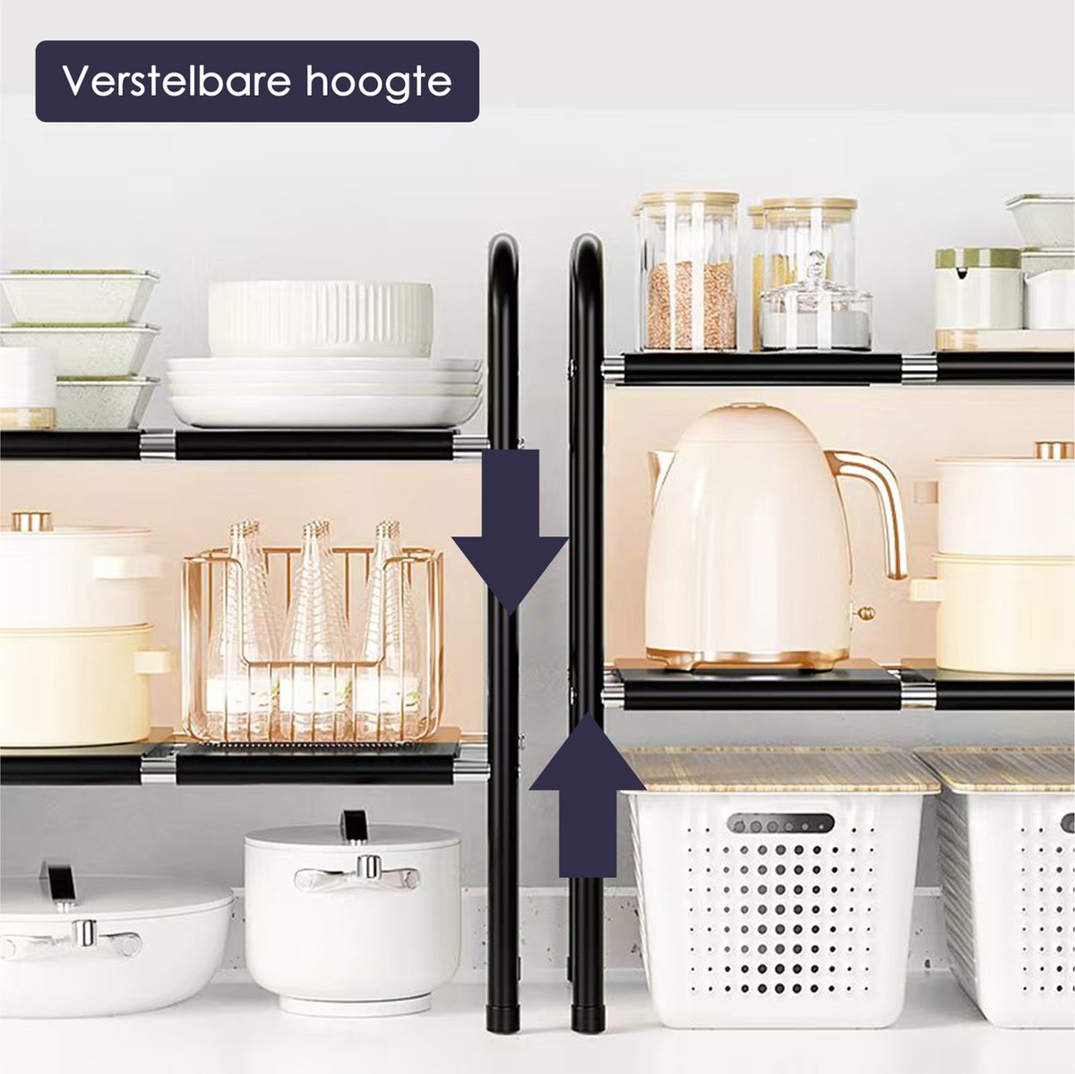 Behave Keuken Organizer - Aanrecht organizer - Keukenkast - Keukenrek - Gootsteen organizer - Verstelbaar - Zwart — cadeau in Cadeau-ideeën - foto 8