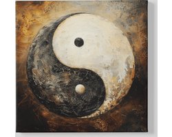 Vierkant Canvas Schilderij - Abstract - Yin en Yang - 60x60x2 cm