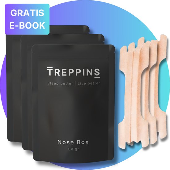 Foto: Treppins nose box 90 pack blijft de hele nacht plakken neusstrips nose strips neuspleisters na anti snurk neusspreider nasal strips