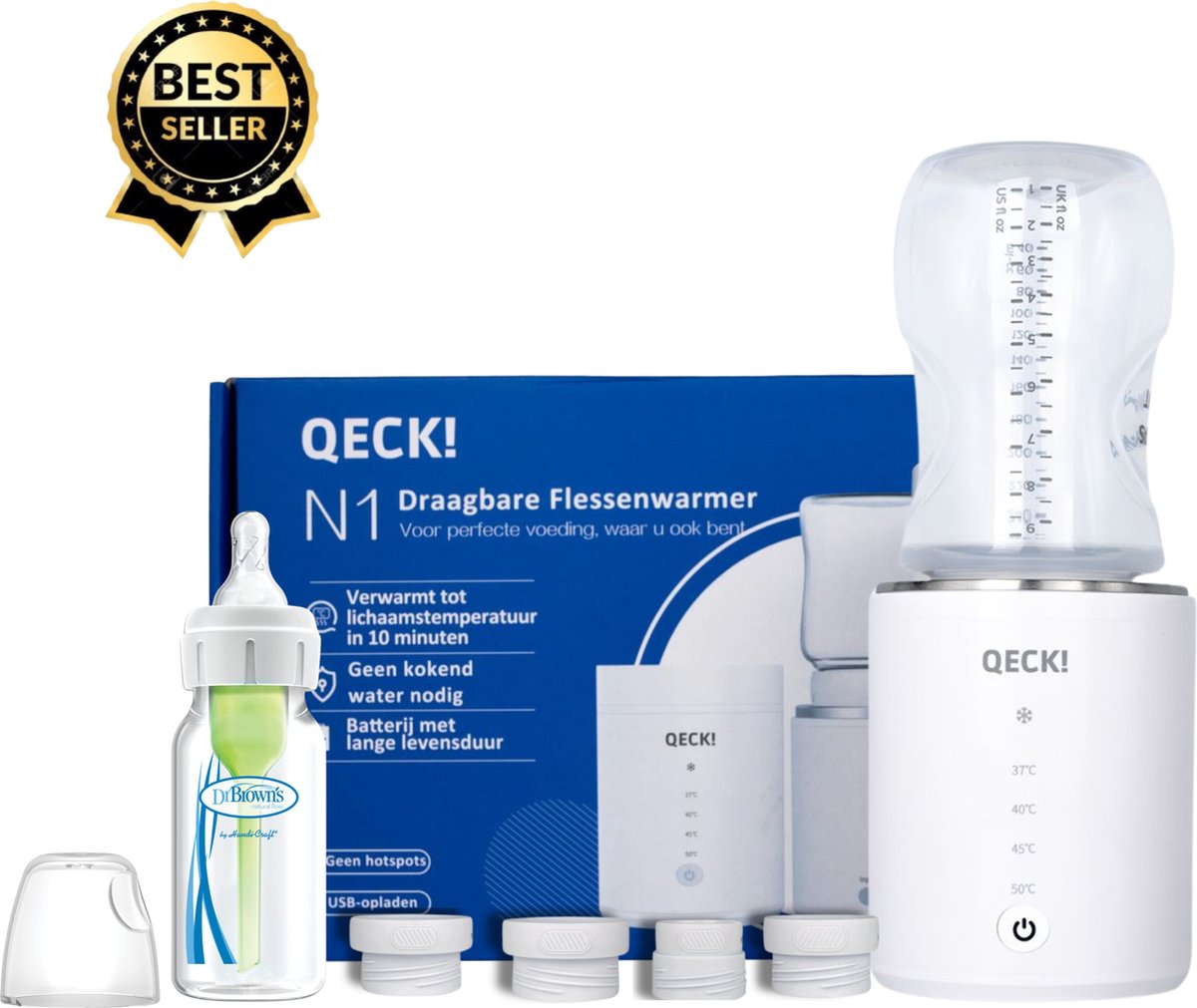 Bol.com QECK!® Draagbare Flessenwarmer - Flessenwarmer voor Onderweg - Flessenwarmers - Bottle Warmer Baby - Babyvoeding - USB O... aanbieding