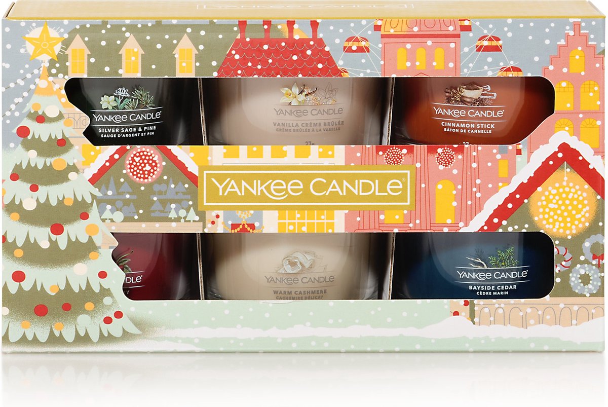 Yankee Candle Passport to the Holidays 6 Filled Votive Gift Set - 65 branduren - Geurkaars Cadeauset Meerkleurig