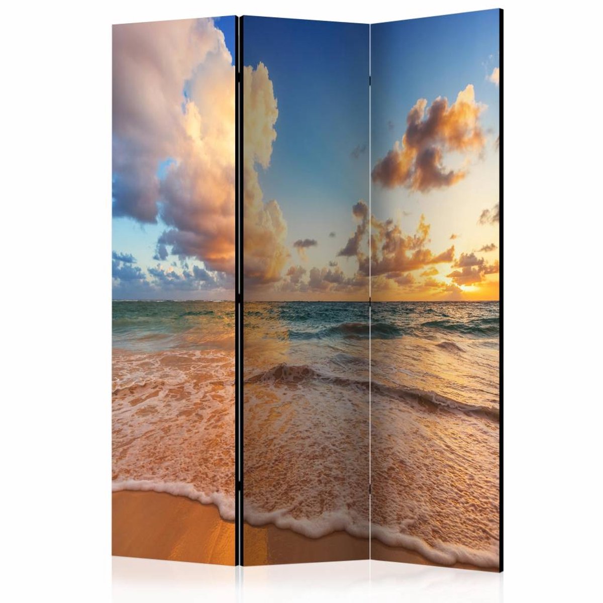 Vouwscherm - Zicht op Noordzee 135x172cm , gemonteerd geleverd (kamerscherm) dubbelzijdig geprint