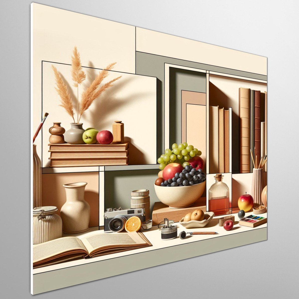 Modern stilleven schilderij | Hedendaags stilleven: Een moderne twist op klassieke kunst | Kunst - 100x100 centimeter op Forex | Foto op Forex