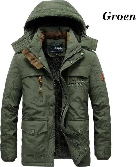 Winterjas - Heren winterjas - Parka jas - Gevoerd - Warm - Stijlvol - Windjack - Parka - Maat L - Groen