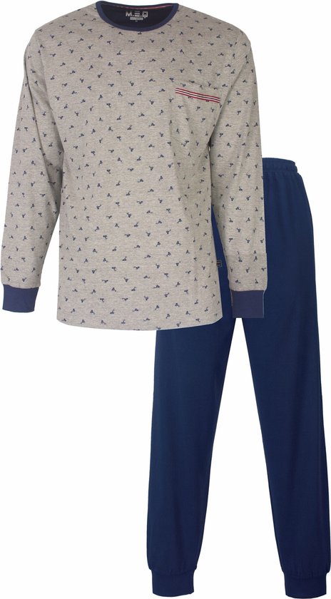 MEQ Pyjama Homme Grijs Chiné- Blauw MEPYH1804A Tailles: L