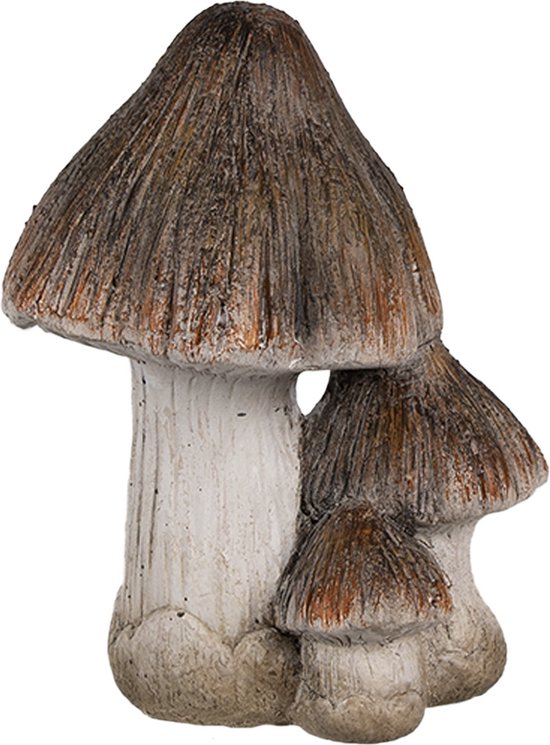 Clayre & Eef Decoratie Paddenstoel 10x8x13 cm Bruin Wit Keramiek Herfst decoratie
