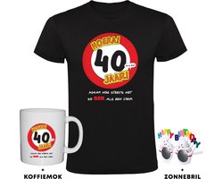 Hoera 40 jaar Heren T-shirt + Koffiemok + Happy birthday bril - 40e verjaardag - feest - grappig - verjaardag - cadeau