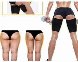 Afslankgordel Benen - Thermische Sauna Band - Zweetband - Afslankband - Unisex - Verstelbaar - L - 2 Stuks - Zwart