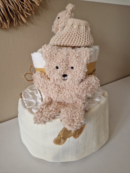 Luiertaart Teddy Bear Jollein Naturel, neutraal - babyshower - kraamcadeau van Jollein — afbeelding 4