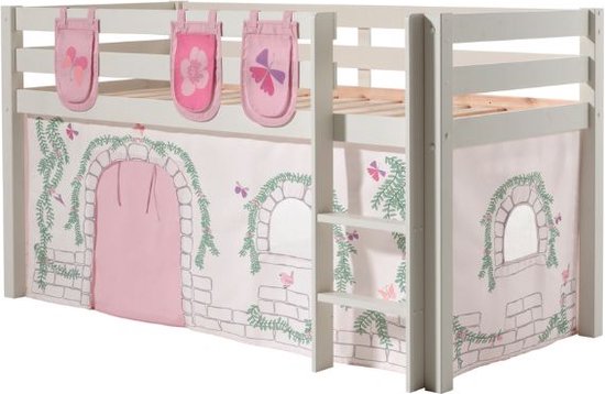 Foto: Halfhoogslaper charlotte met bedtent opbergzakjes birdy wit