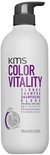 KMS Color Vitality Blonde Shampoo 750ml pompflacon met granaatappel-illustratie.