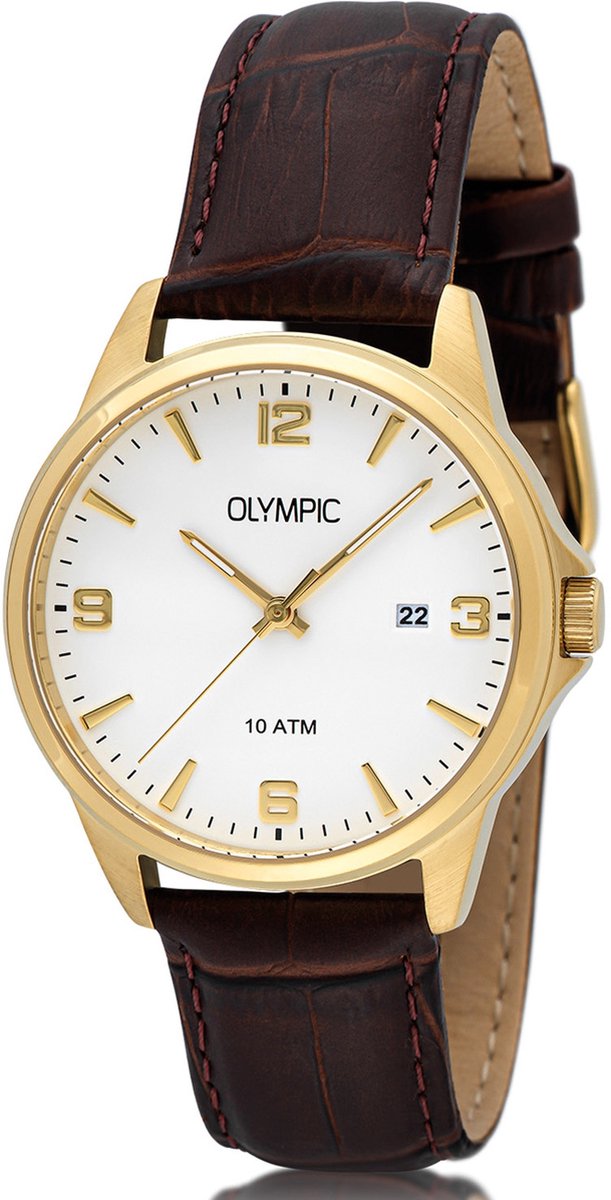 Olympic OL26HDL015 GLENN Horloge - Double - Leer - Wit