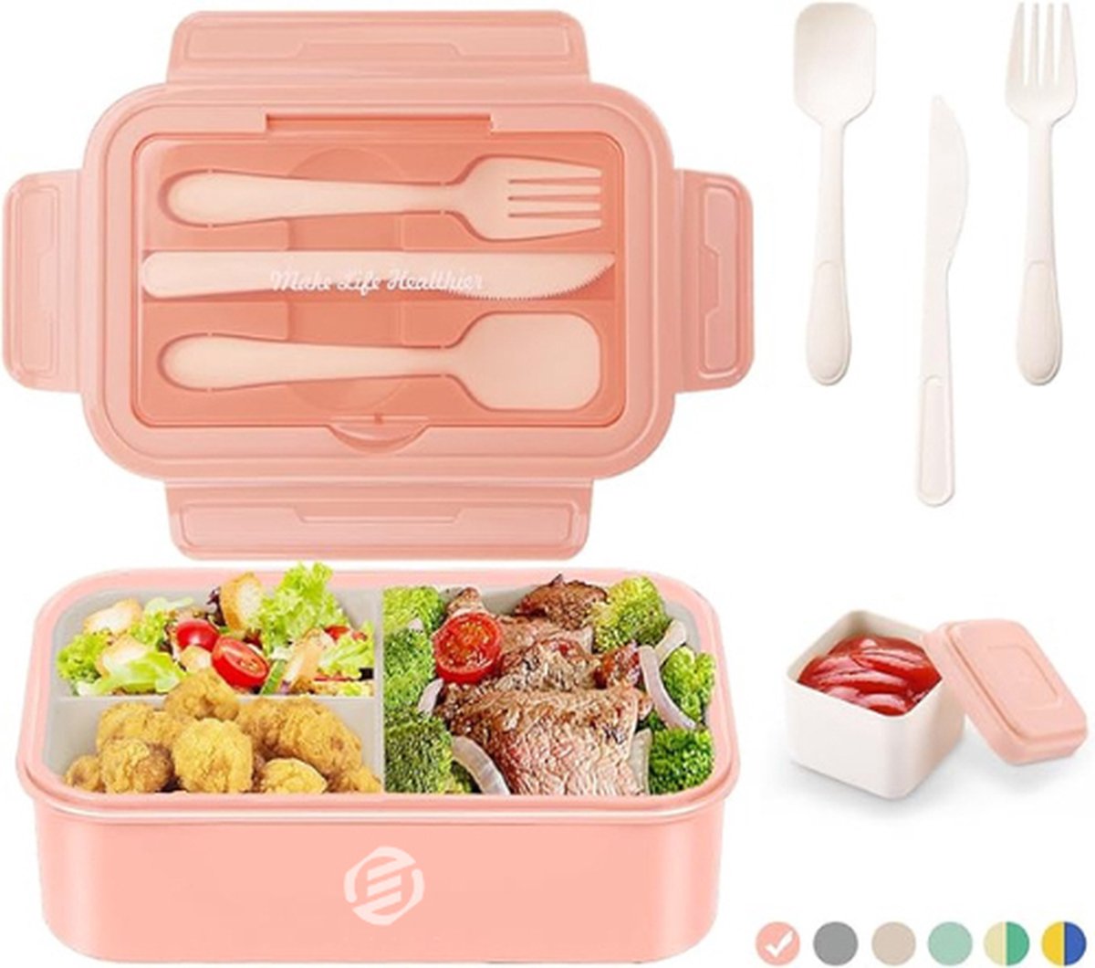 Equivera Lunchbox - Lunch - Trommel - Broodtrommel - Saladebox- Zakelijk, Reizen, School - Back To School - Voor Kinderen - Voor Volwassenen