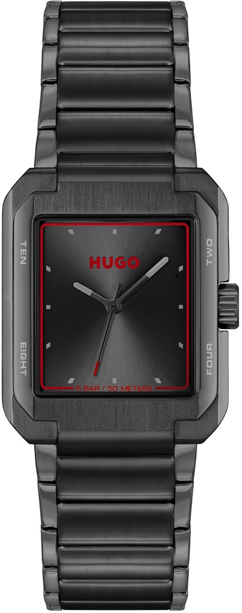 HUGO HU1530383 #THRIVE ANALOG Heren Horloge - Mineraalglas - Staal - Zwart - 40 mm breed - Quartz - Vouw-Vlindersluiting - 5 ATM (douchen)